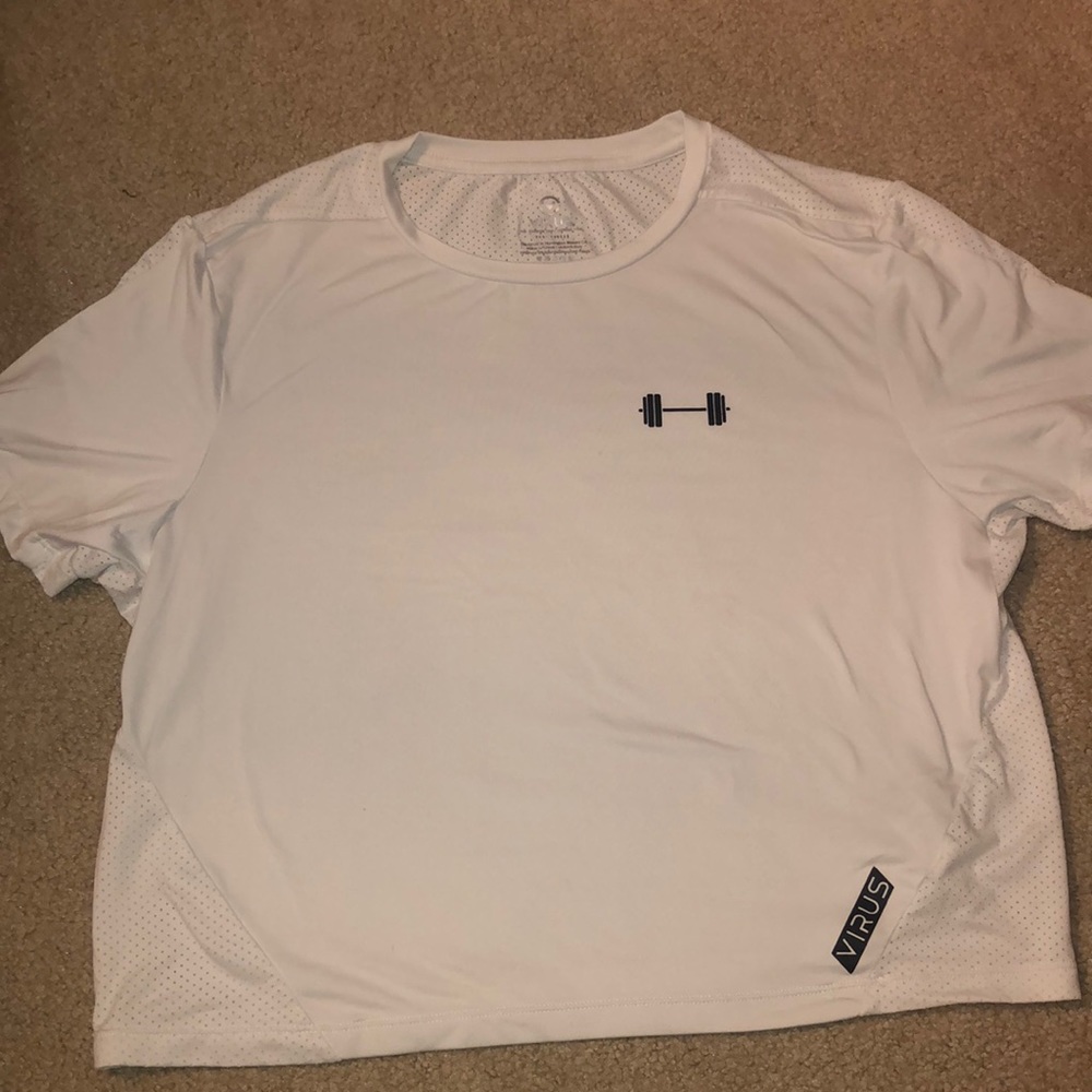 WHITE CROPPED WORKOUT TEE